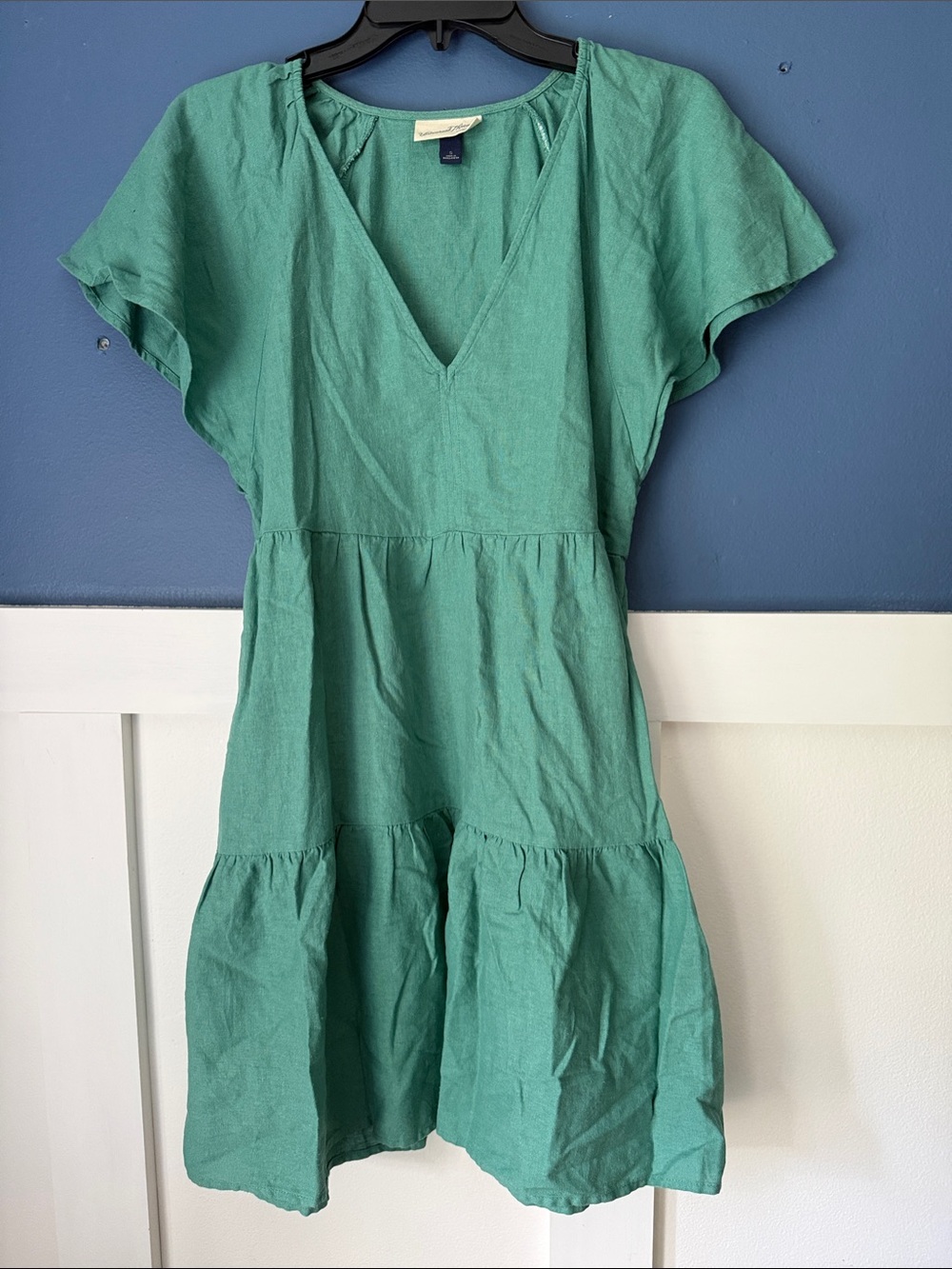 Universal Thread Teal V-Neck Tiered Mini Dress